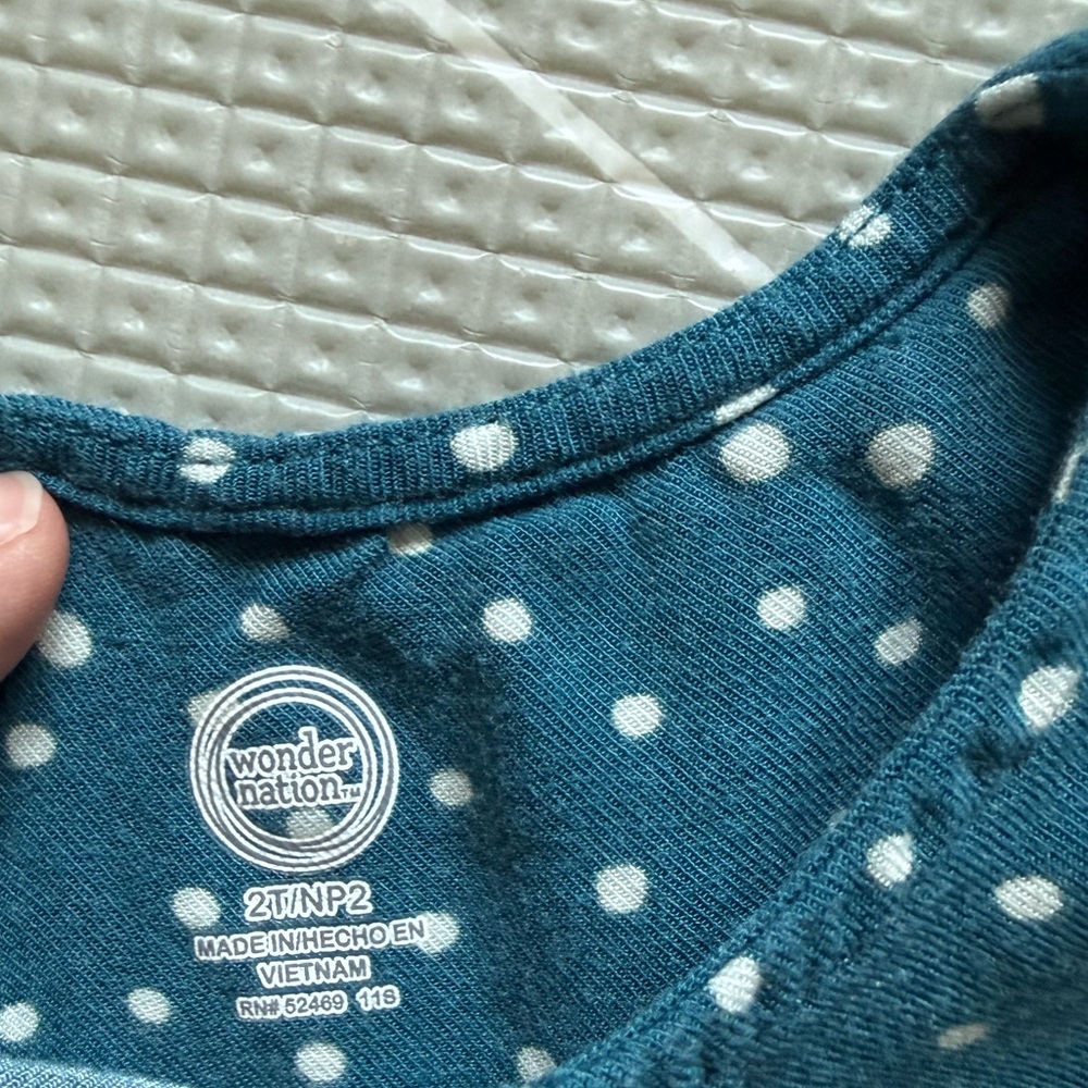 Wonder nation|Baby girl/toddler Teal Polka Dot Tiered Dress with Button Front•2T - Picture 4 of 4
